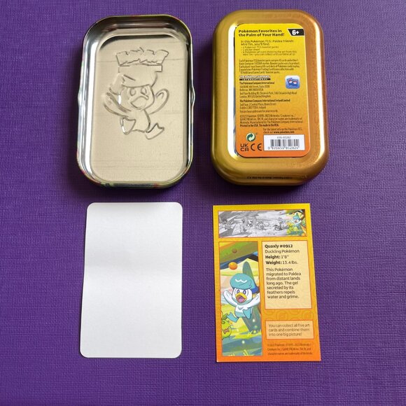 Paldea Friends Mini Tins Quaxly 1 Art Card & 1 Sticker Pokémon (NO PACKS) - Picture 3 of 5